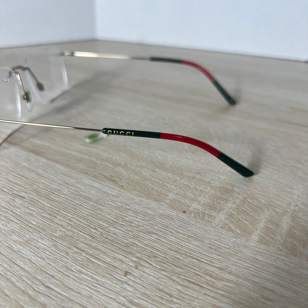 Gucci GG0399O 002 Rimless Eyeglasses Silver Green Red 56-17-150 READ DESC - Picture 15 of 16